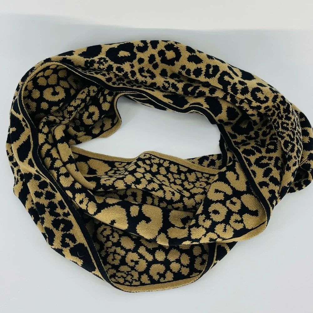 Reversible Leopard Print Knit Infinity Scarf